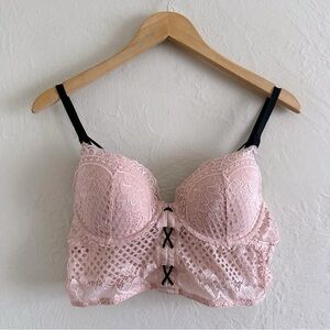 La Senza Pink Lace Corset Bra Top Size L